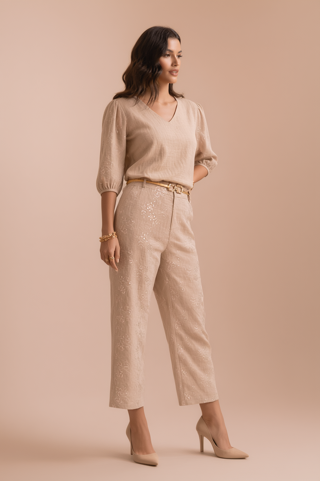 Pascalle Textured Patchwork Jacket - Embroidered Detail