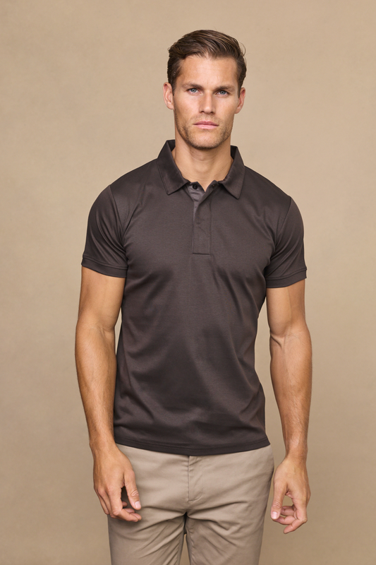 Santi Brown Mercerized Polo Shirt