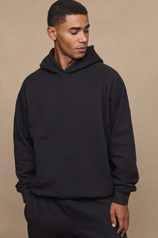Black Axel Relaxed Fit Panelled Hoodie