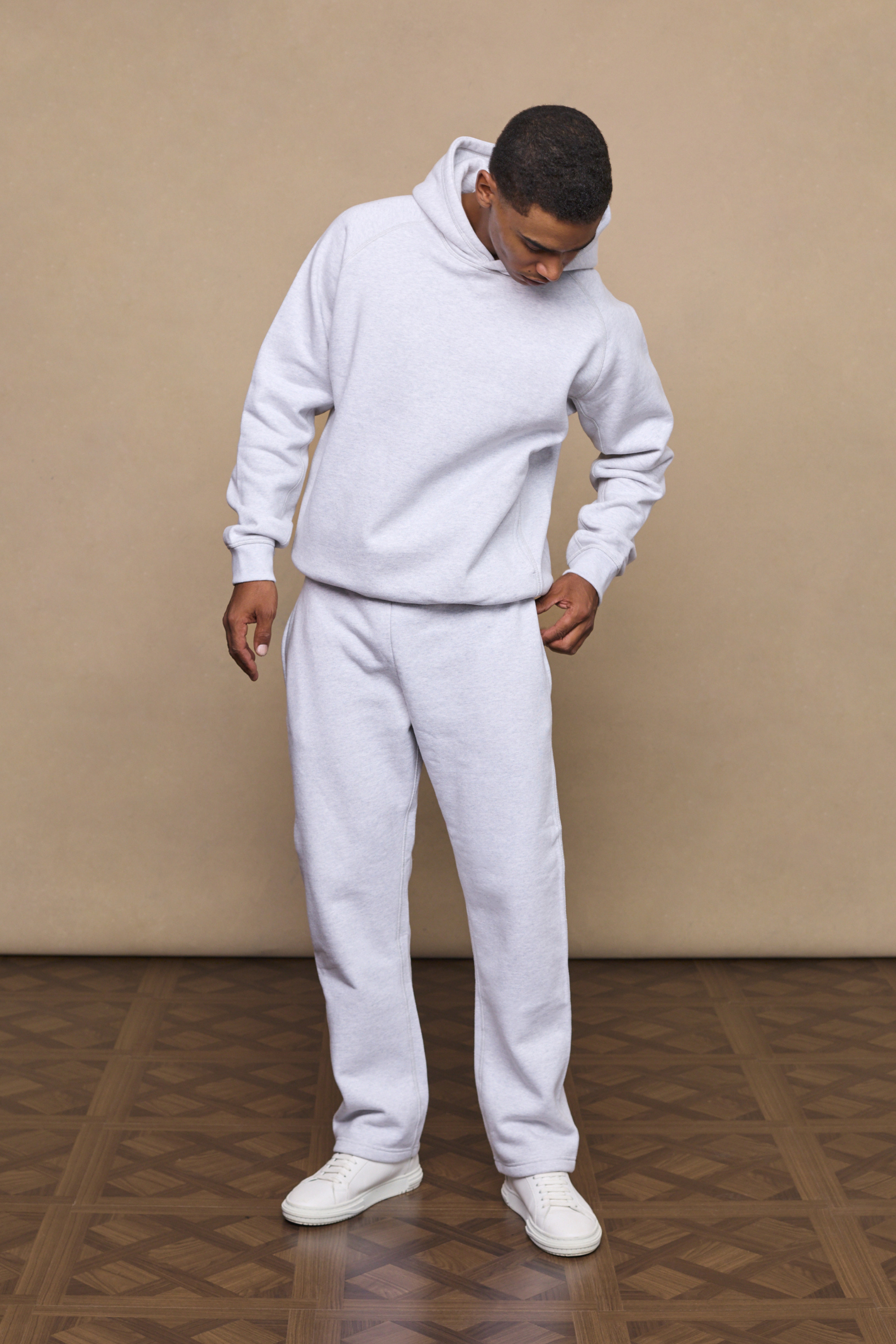 Stone Marl Axel Relaxed Panel Hoodie