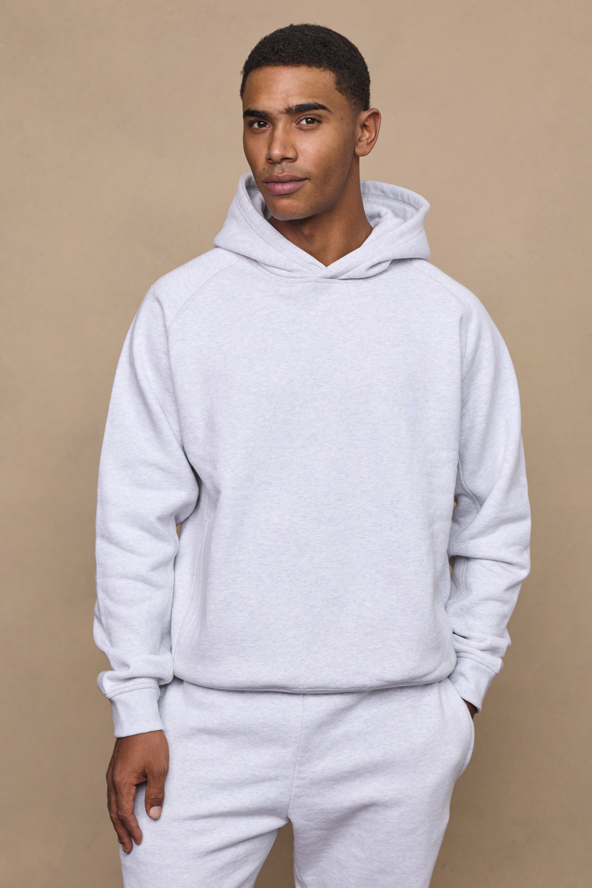Stone Marl Axel Relaxed Panel Hoodie