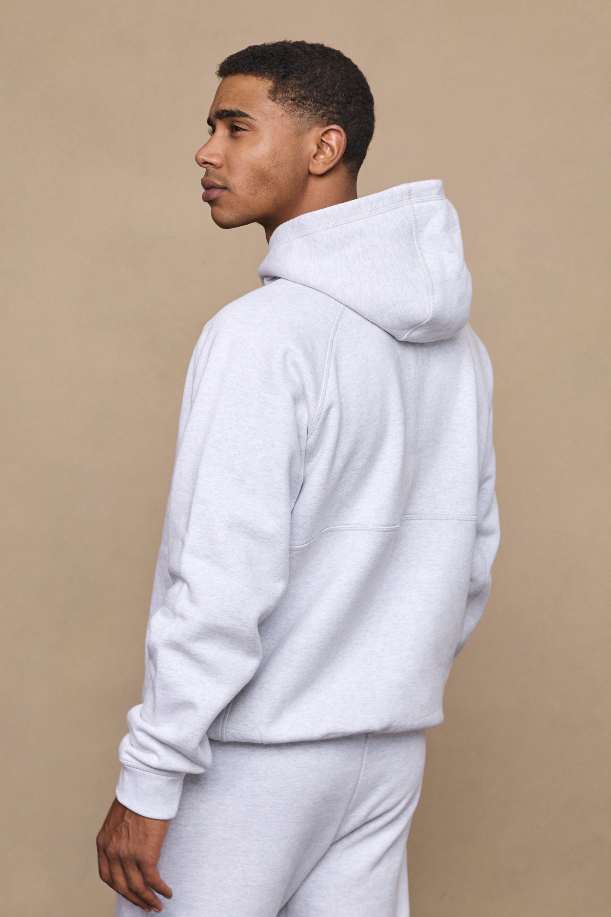 Stone Marl Axel Relaxed Panel Hoodie