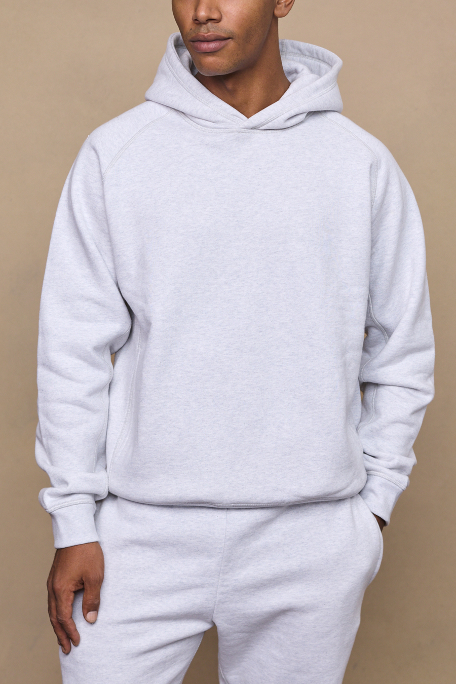 Stone Marl Axel Relaxed Panel Hoodie