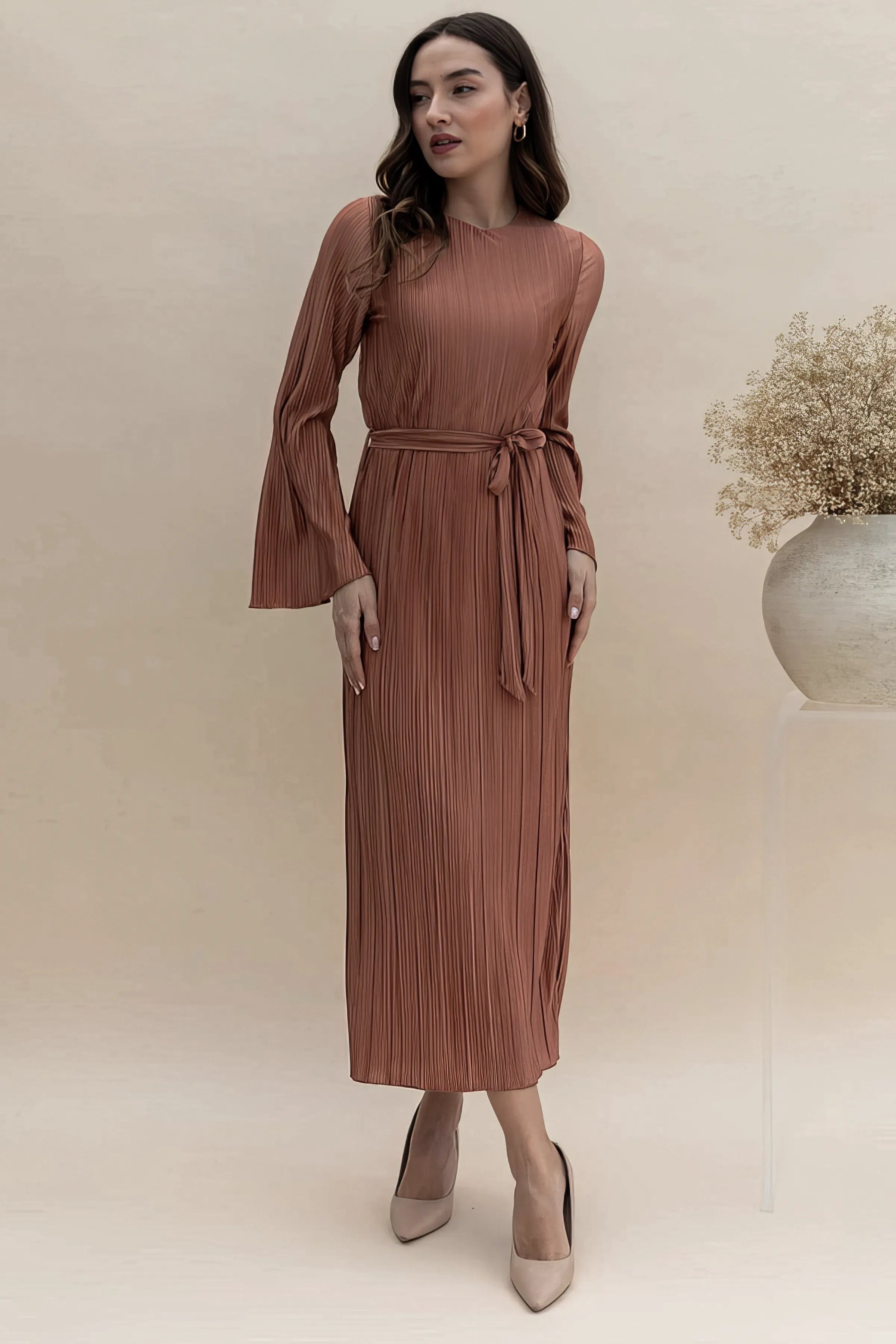 Women's Pleated Midi Dress
