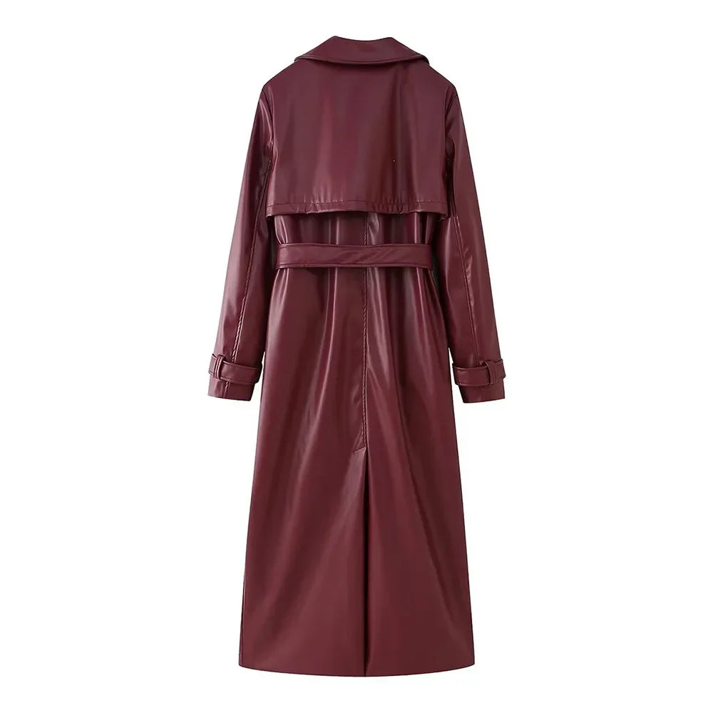 Women's Burgundy Trench Coat
