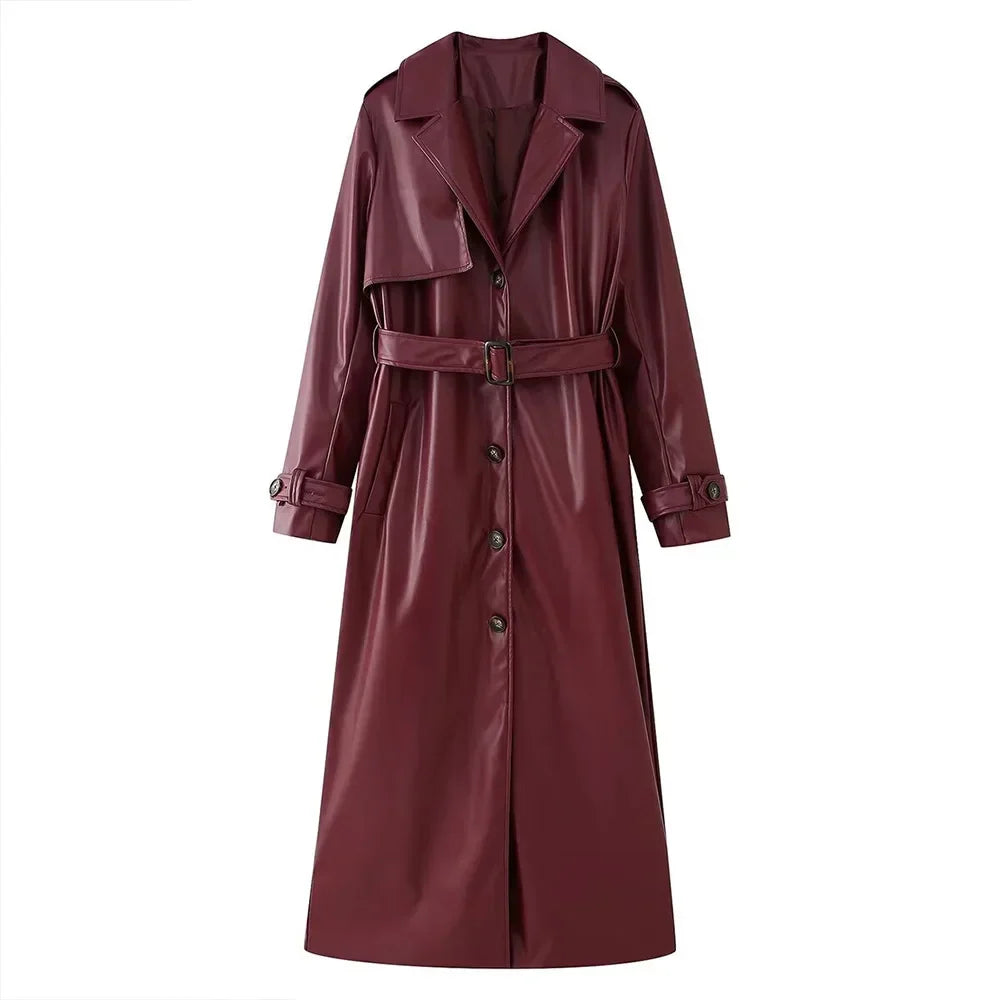 Women's Burgundy Trench Coat