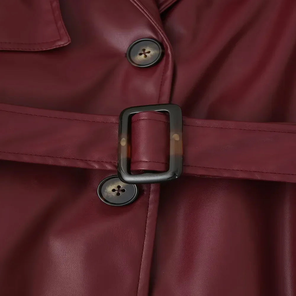 Women's Burgundy Trench Coat
