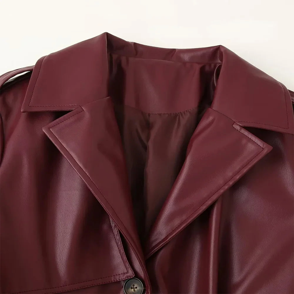 Women's Burgundy Trench Coat