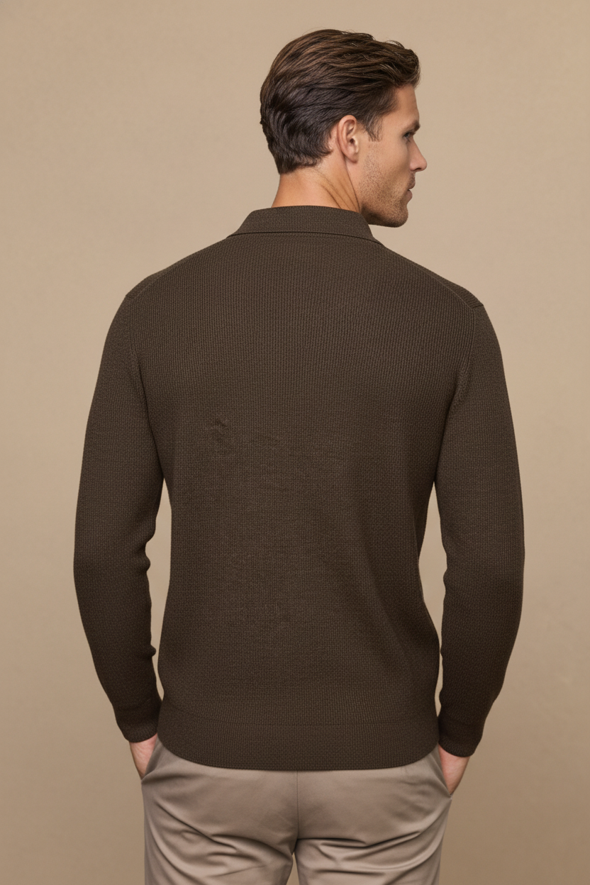 Elias Brown Marl Ribbed Cardigan