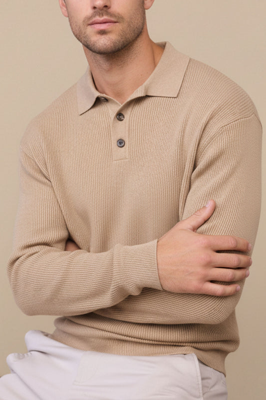 Creme Angus Ribbed Polo Shirt