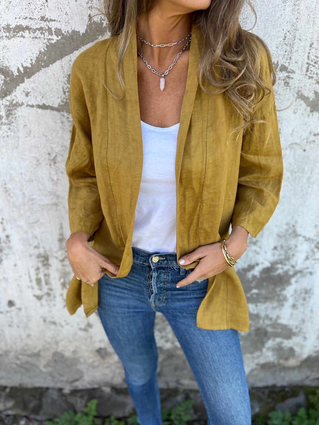Ruffled Linen Vest