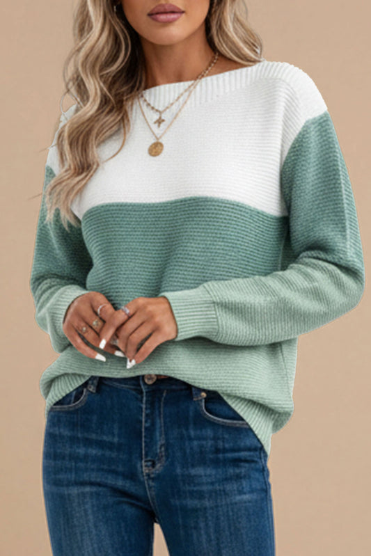 Clara Tricolor Patchwork Knit Sweater - Modern Design