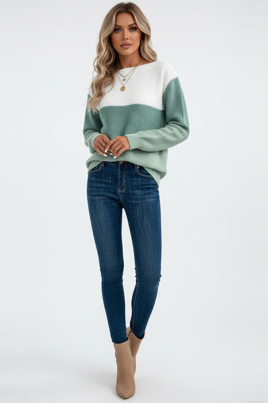 Clara | Chic Tricolor Patchwork Knit Sweater