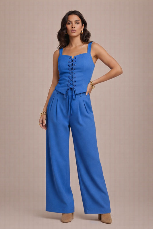 Ella Tweed Two-Piece Set - Top and Pants Ensemble