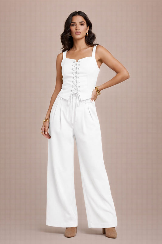 Ella Tweed Two-Piece Set - Top and Pants Ensemble