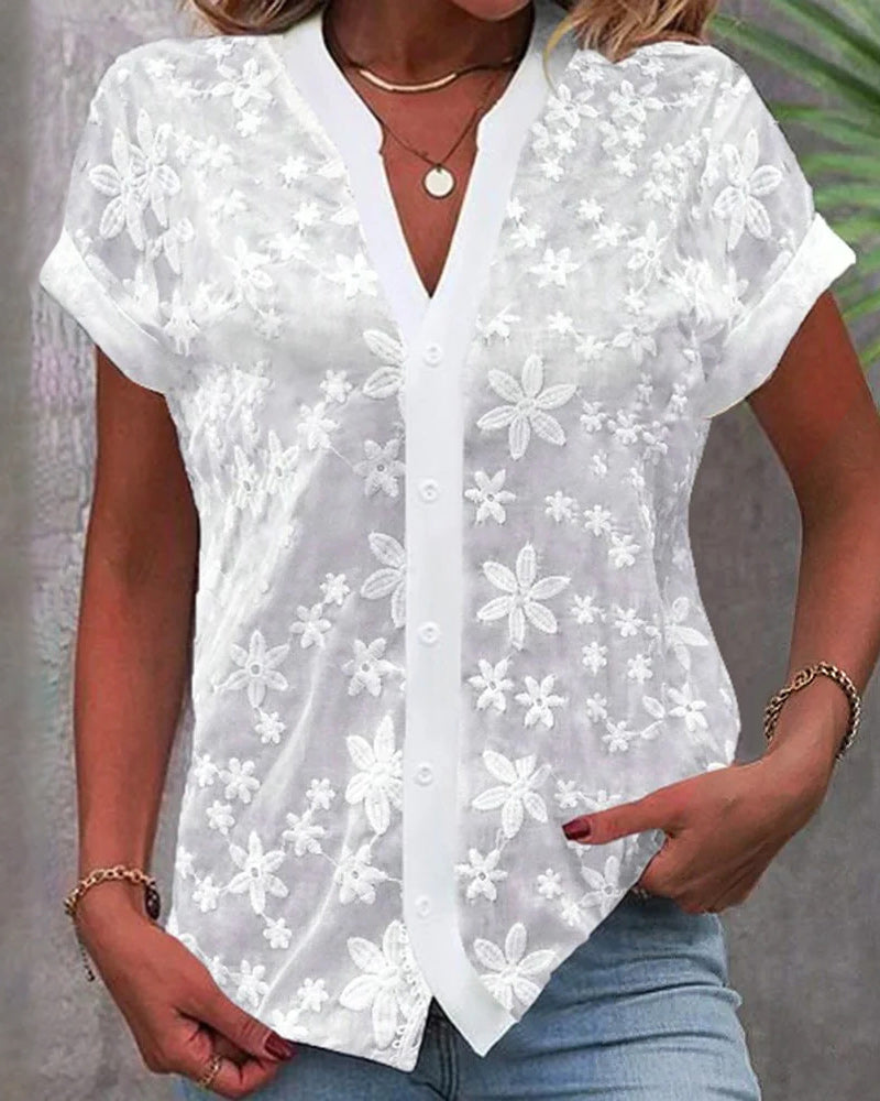 Elise | V-Neck Short Sleeve Blouse