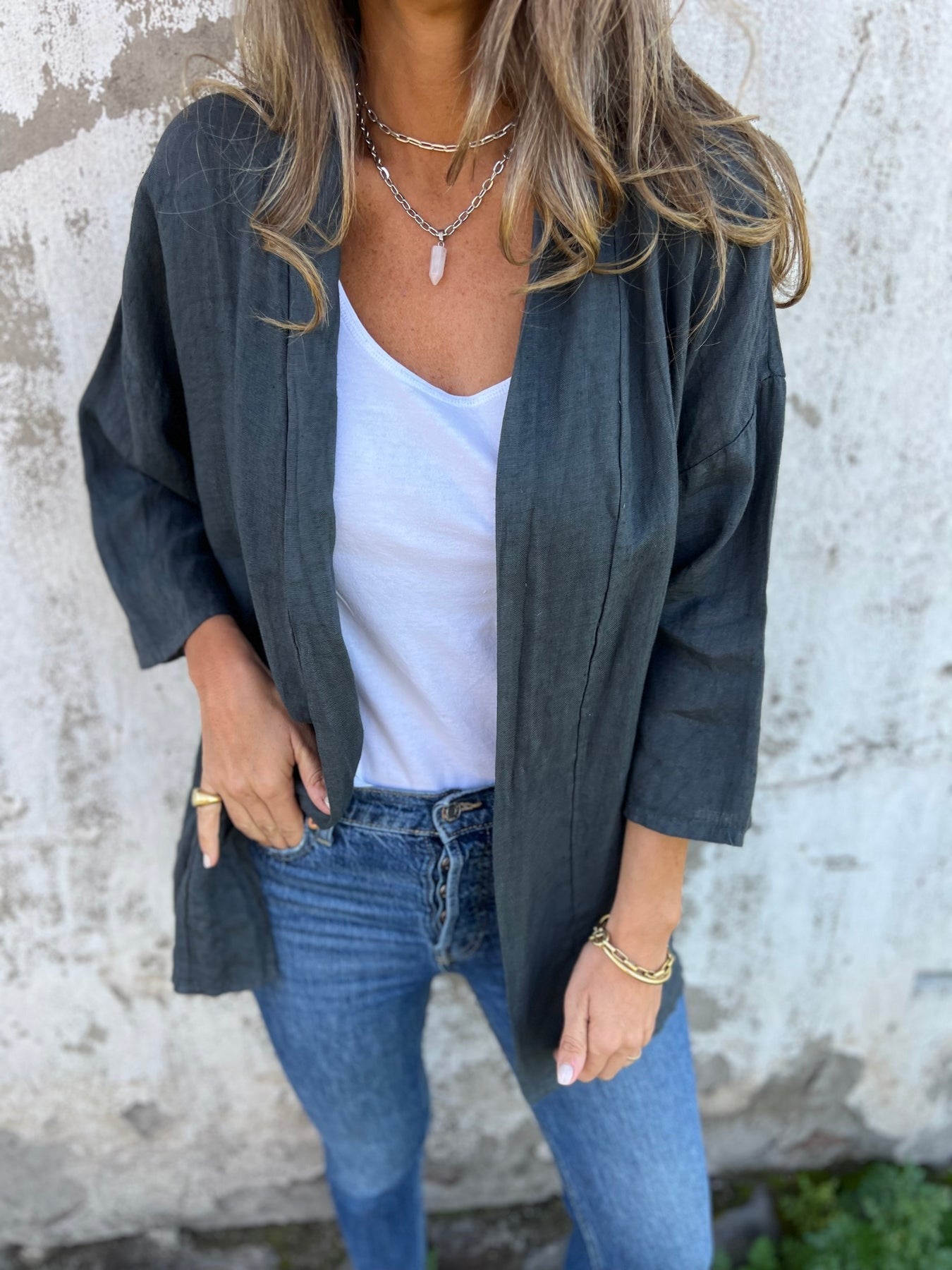 Ruffled Linen Vest