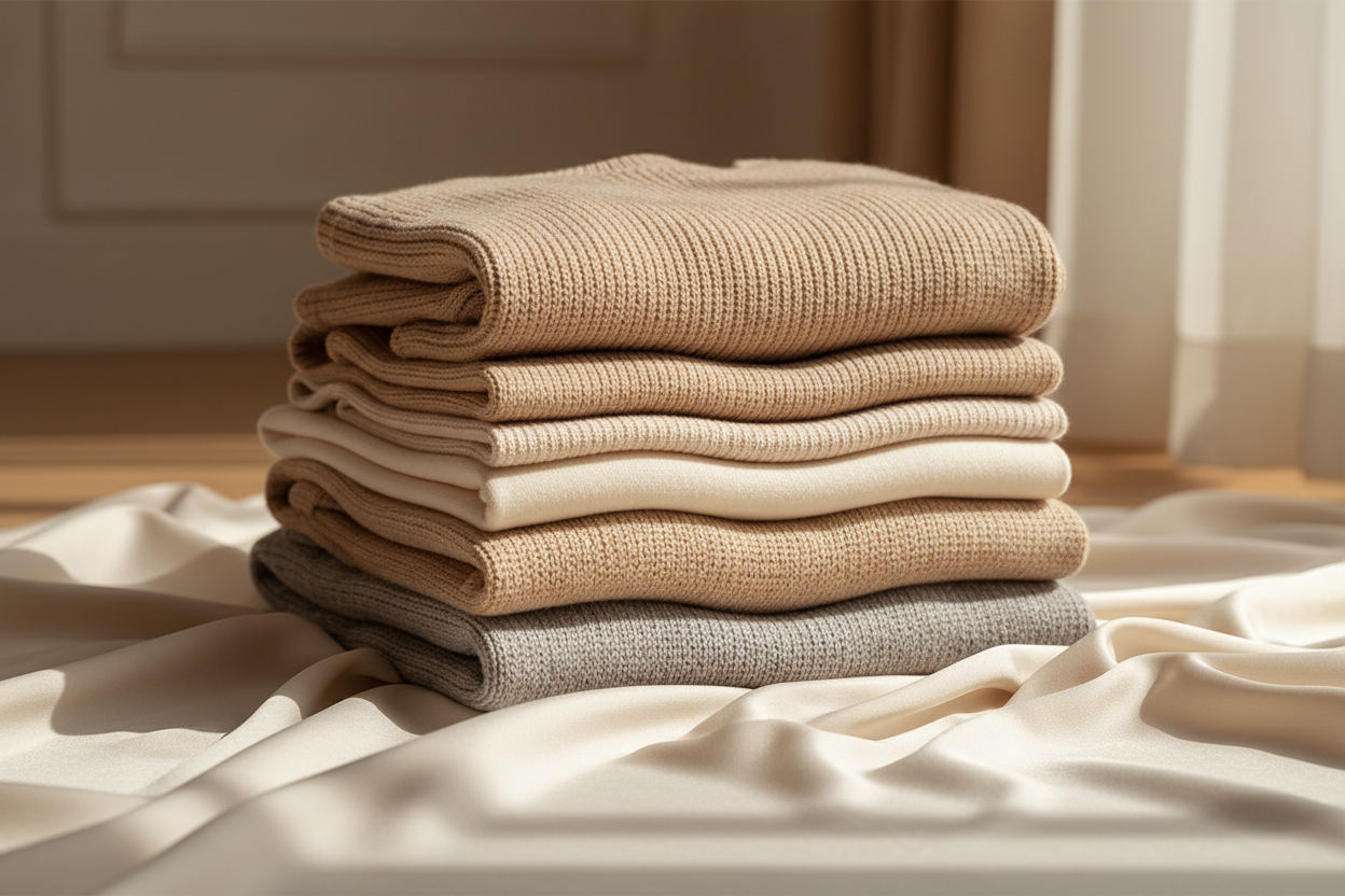 Folded Clothing on Silk Banner