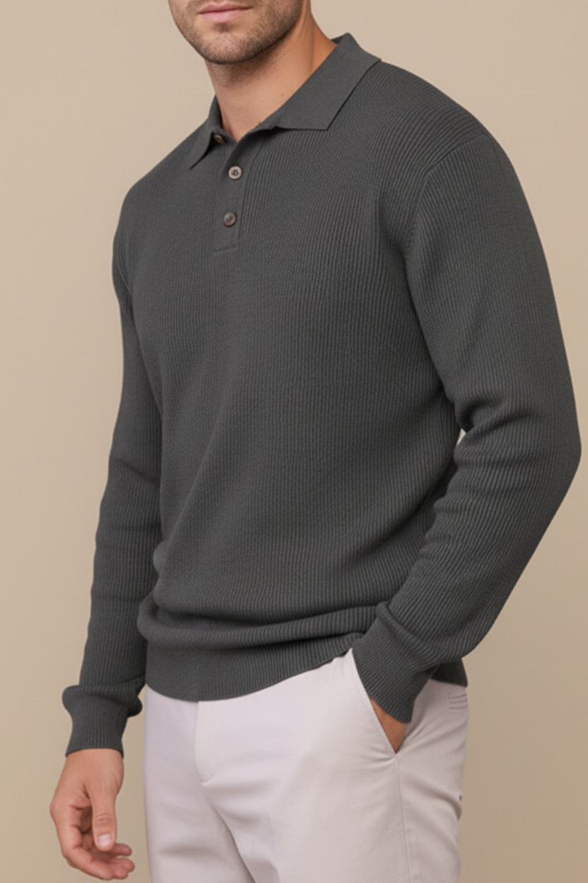 Gris Angus Ribbed Polo Shirt