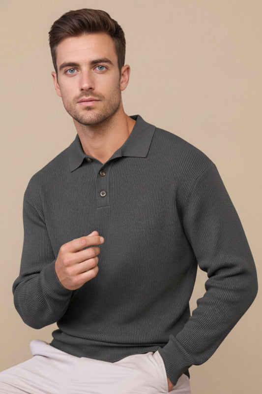 Gris Angus Ribbed Polo Shirt