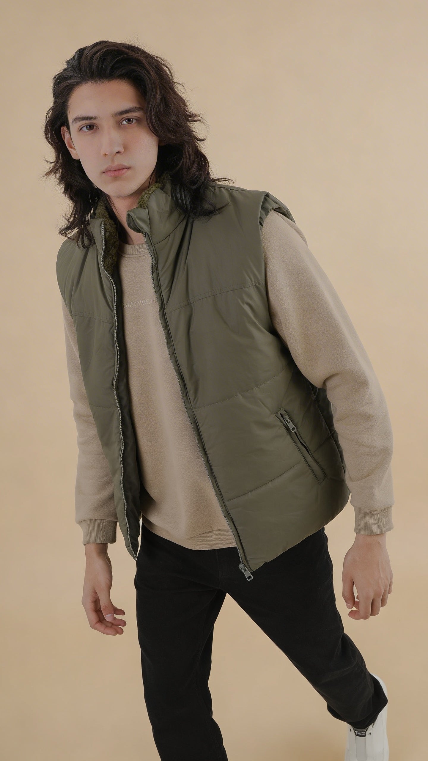 Men's Olive Puffer Jacket — Bosley