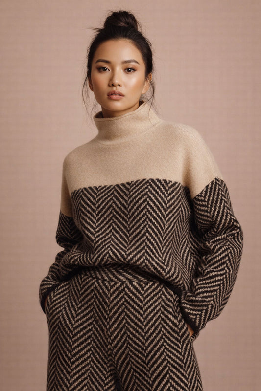 Leila Turtleneck Knit Sweater - Cozy Ribbed Knit