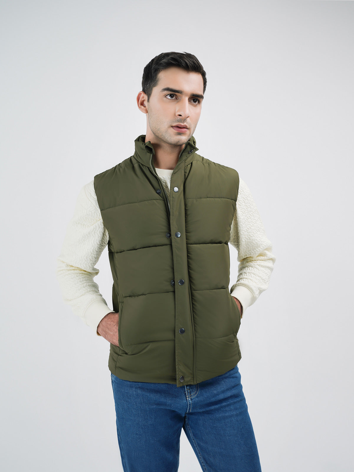 Men's Olive Puffer Jacket — Merope