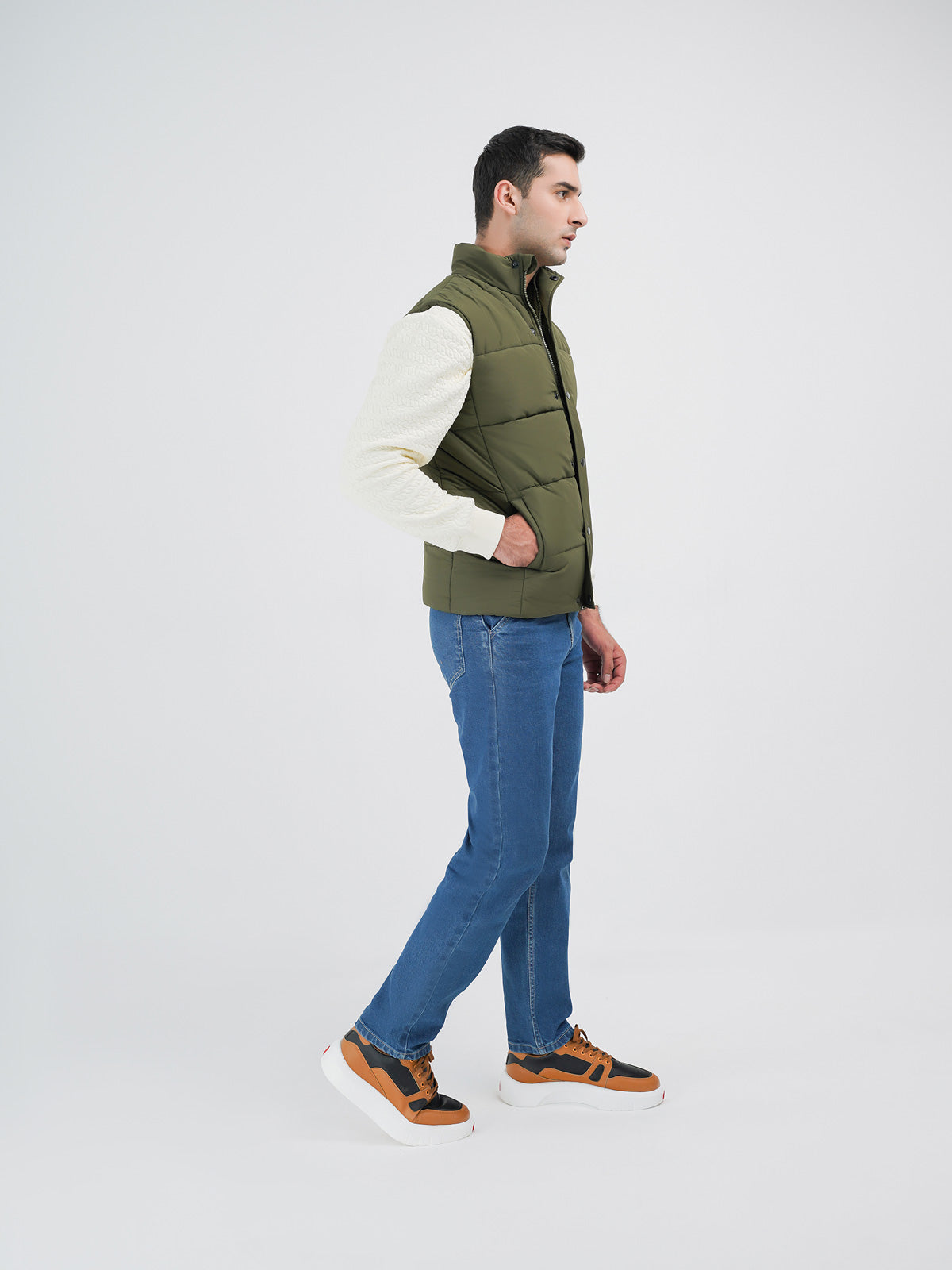 Men's Olive Puffer Jacket — Merope