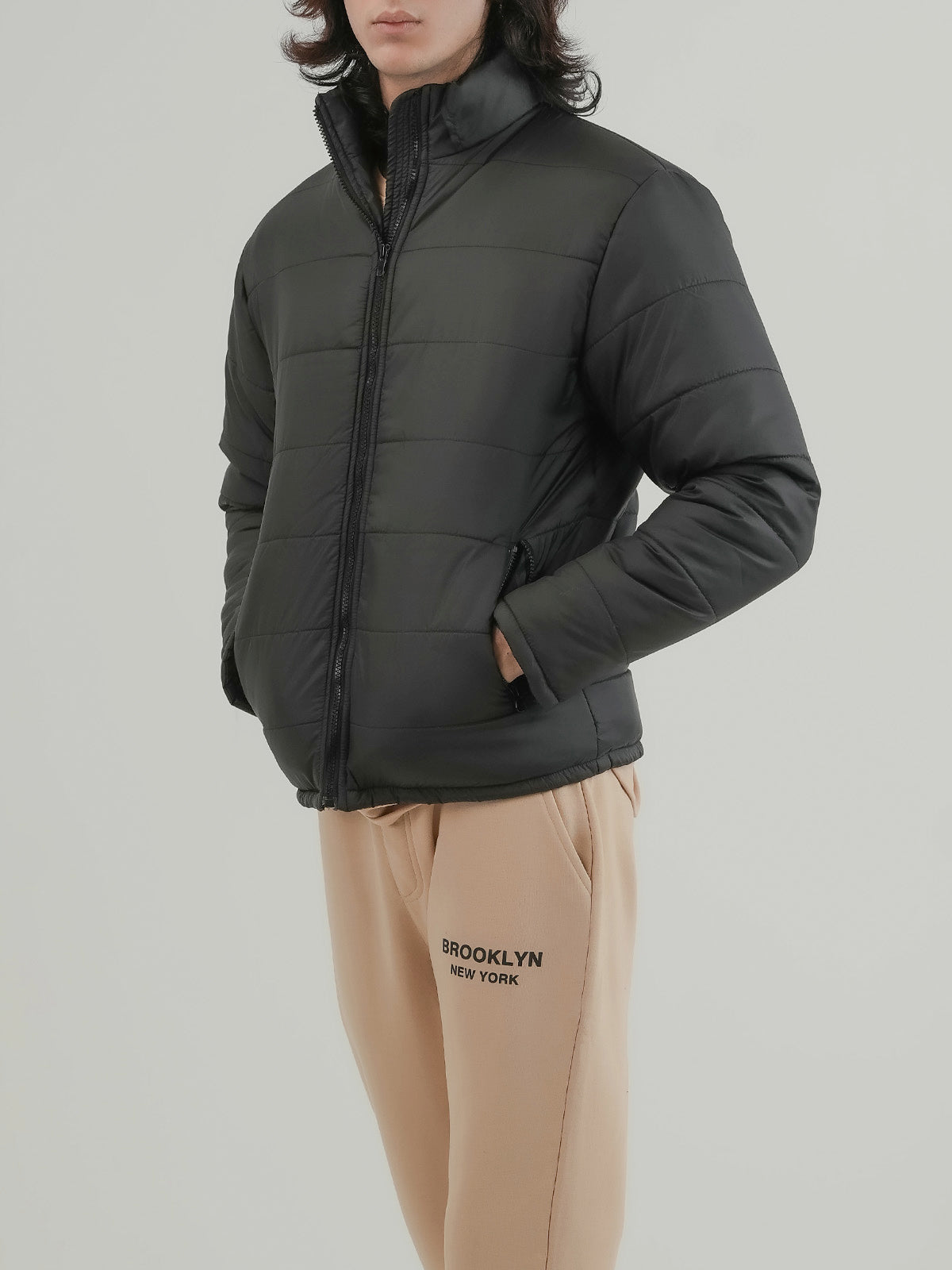 Men's Black Puffer Jacket — Blythe