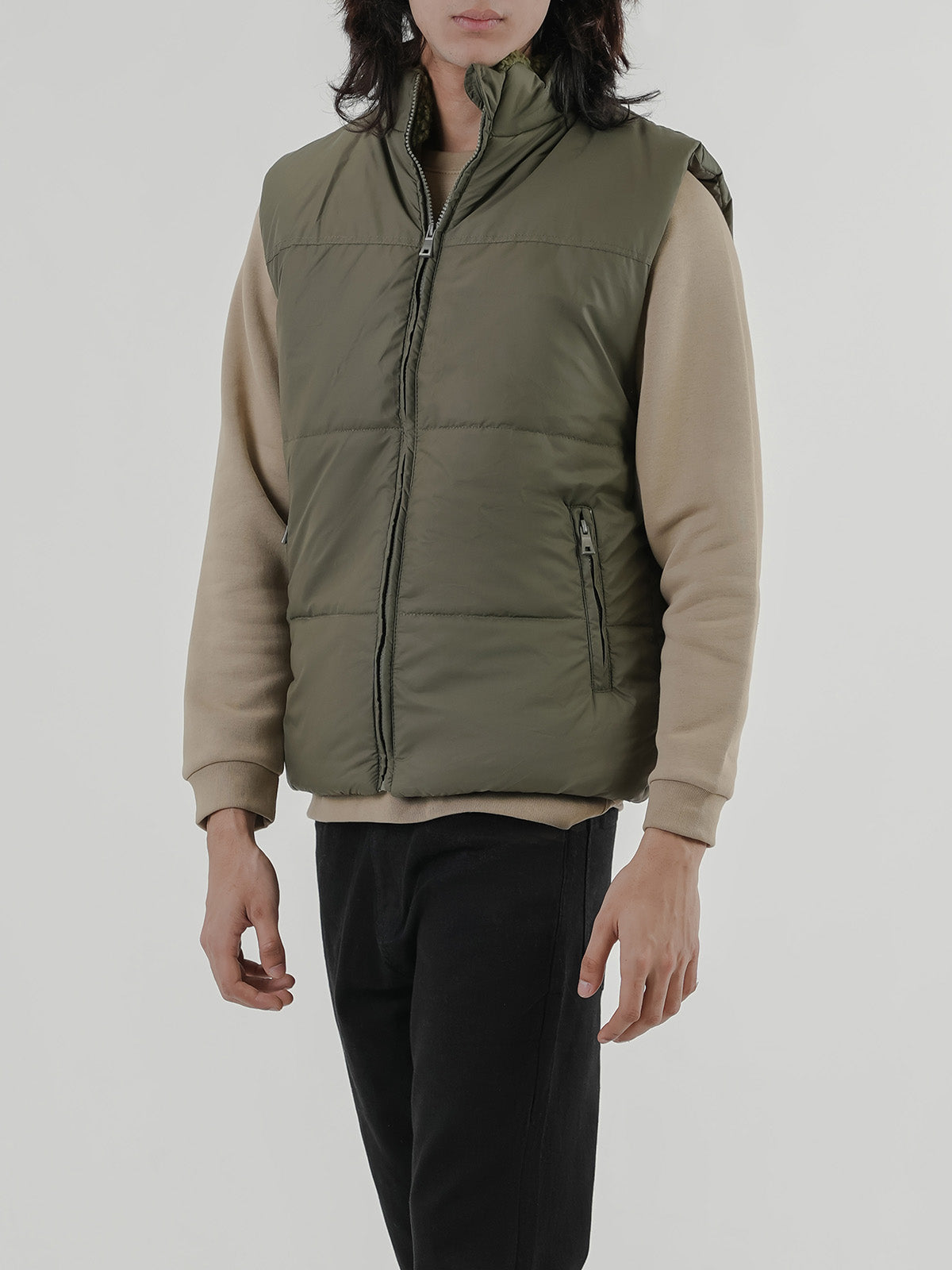 Men's Olive Puffer Jacket — Bosley