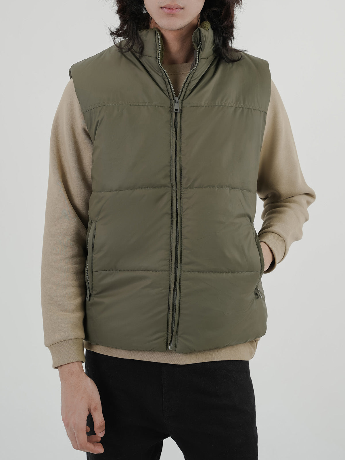 Men's Olive Puffer Jacket — Bosley