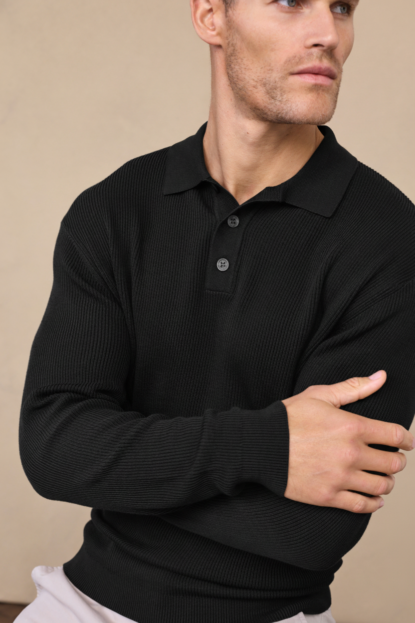 Black Angus Ribbed Polo Shirt