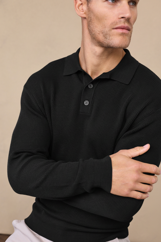 Black Angus Ribbed Polo Shirt
