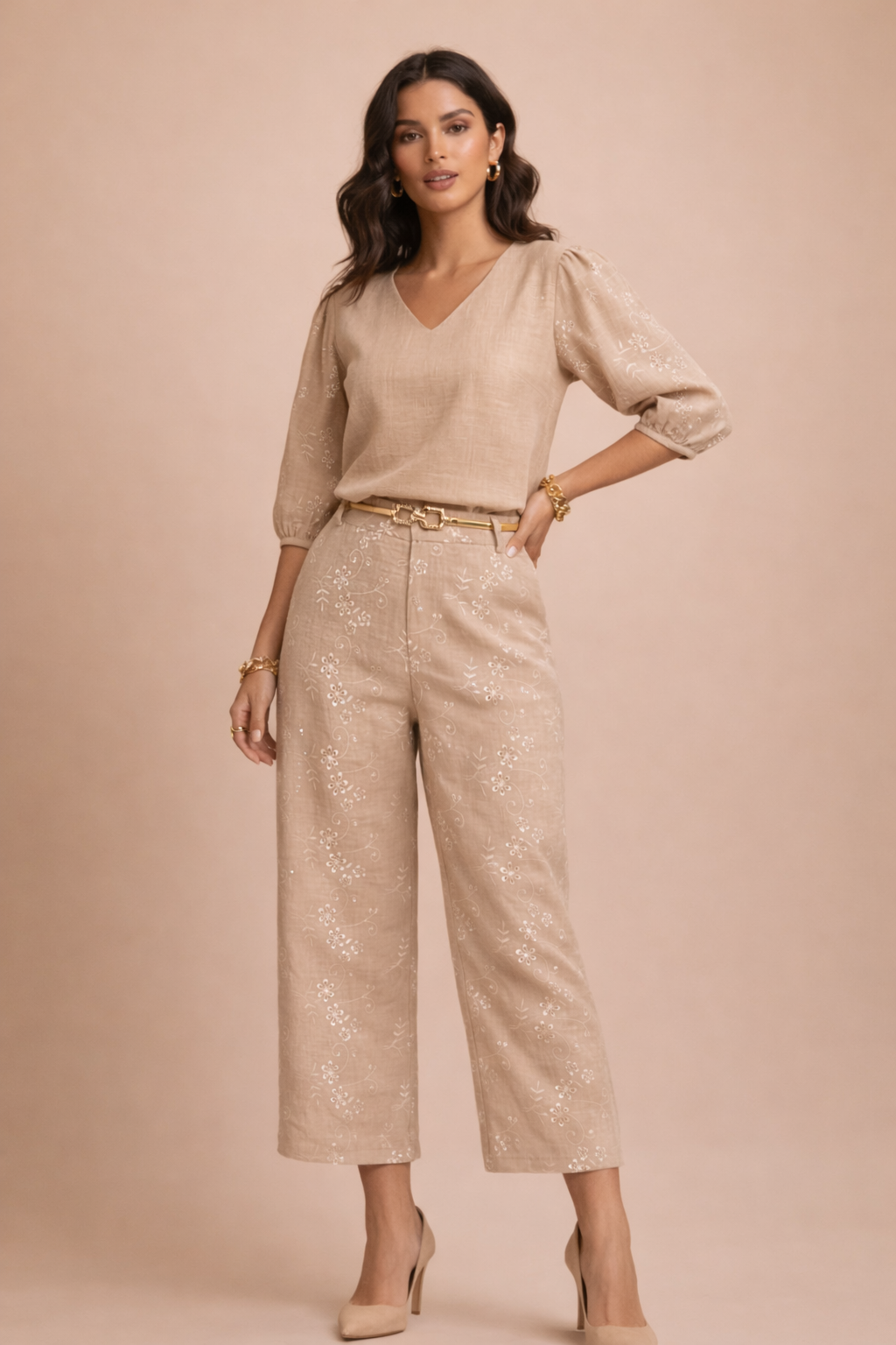 Pascalle Textured Patchwork Jacket - Embroidered Detail