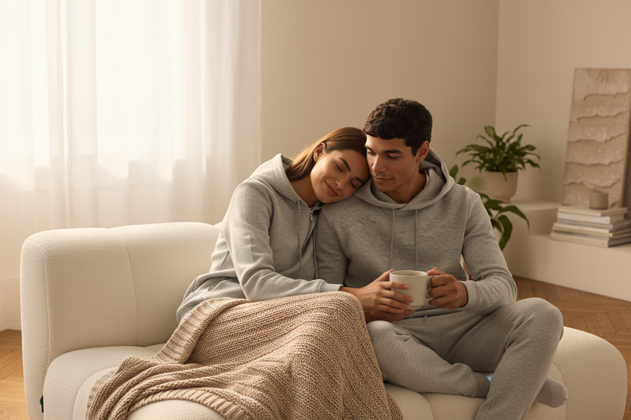 Premium Grey Marl Hoodie Banner - Couple