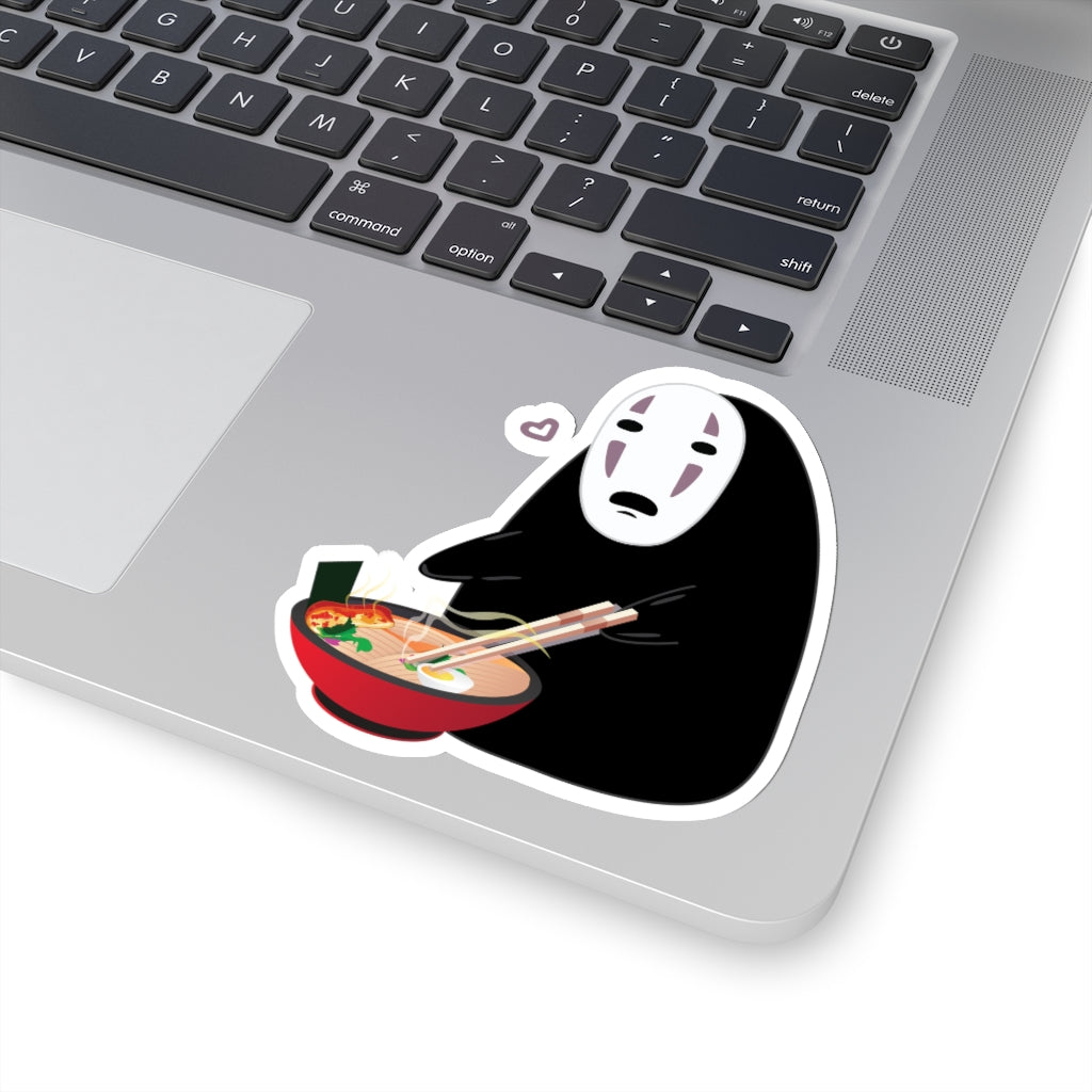 No Face Ramen noodles Studio Ghibli Vinyl Sticker, Best Friend Gift, Cute Stickers, Food Decal, Macbook Decal, Stickers Macbook Pro